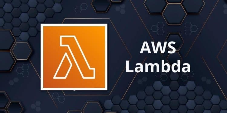 Image of computer cloud infrastructure with text "AWS Lambda"